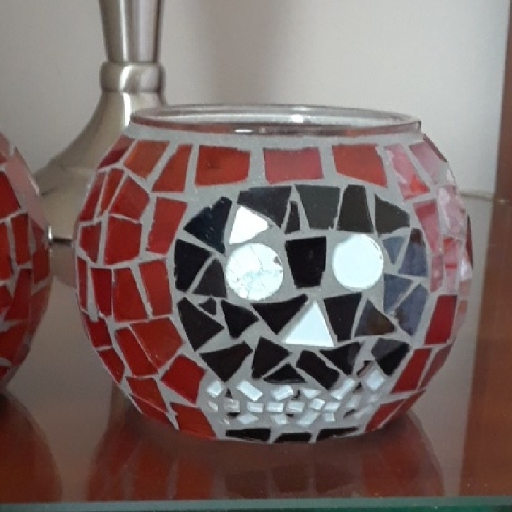 Mosaic Skull Candle Holders - Picture 3 of 8